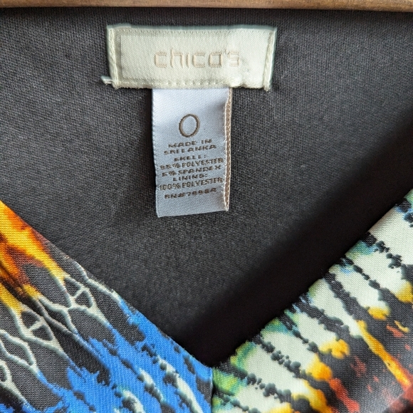 Chico’s Multicolor Sunburst Rainbow Sleeveless Dress Sz 0 Baby Doll Empire Waist - Picture 4 of 8